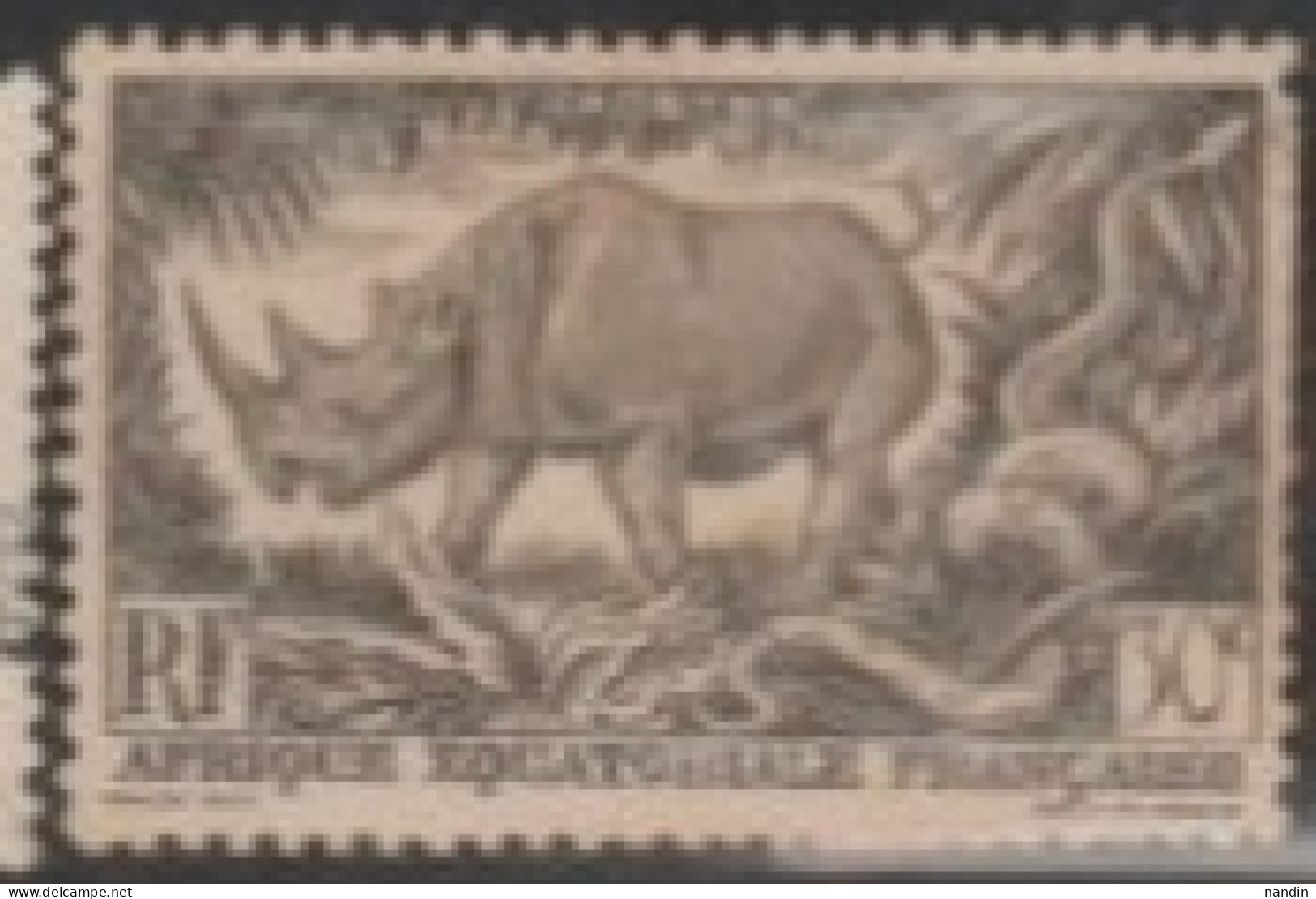 1947French Equatorial Africa  STAMP (USED) On WILDLIFE/Diceros Bicornis. Black Rhinoceros - Rhinocéros