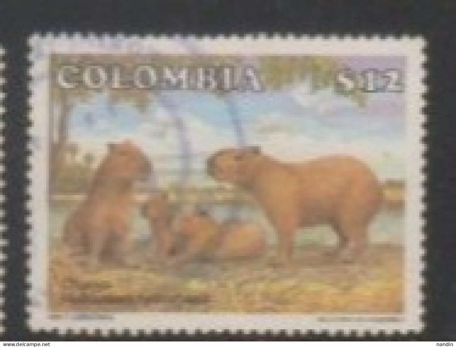 1985 COLOMBIA STAMP (USED) On WILDLIFE/Hydrochoerus Hydrochaeri /The Capybara Or Greater Capybara Is A Giant Cavy Rodent - Roedores