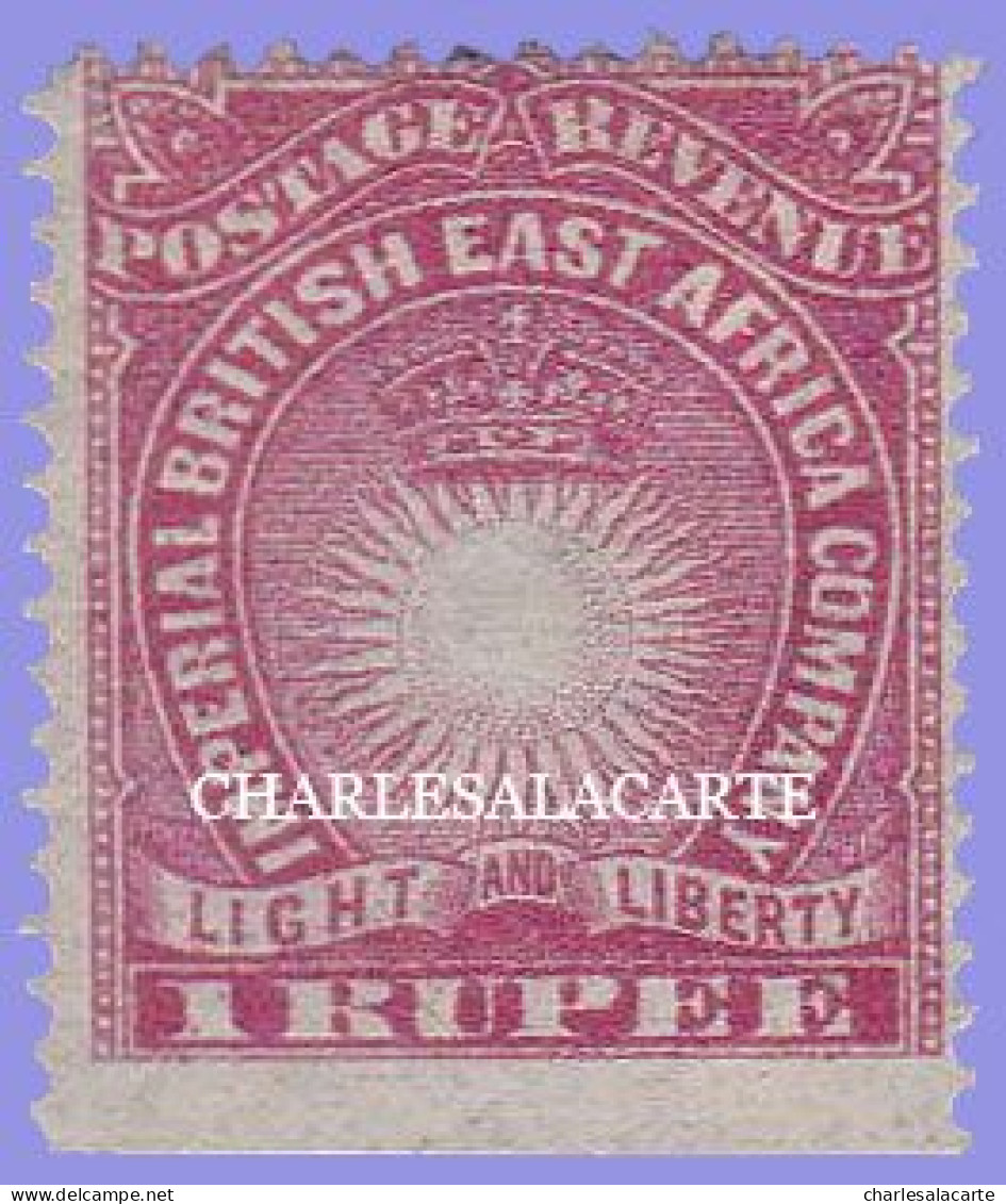 BRITISH EAST AFRICA  1890-1895  1R. CARMINE  BASE MARGIN COPY MOUNTED MINT  S.G 14 - Britisch-Ostafrika