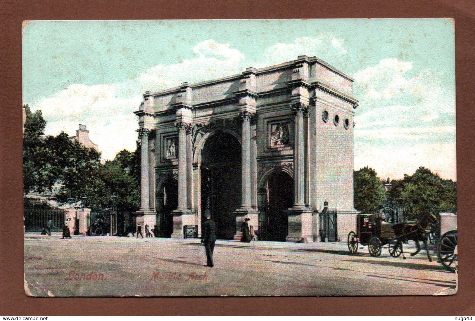 (RECTO / VERSO) LONDON EN 1906 - MARBLE ARCH FROM HYDE PARK - BEAU TIMBRE - CPA - Hyde Park