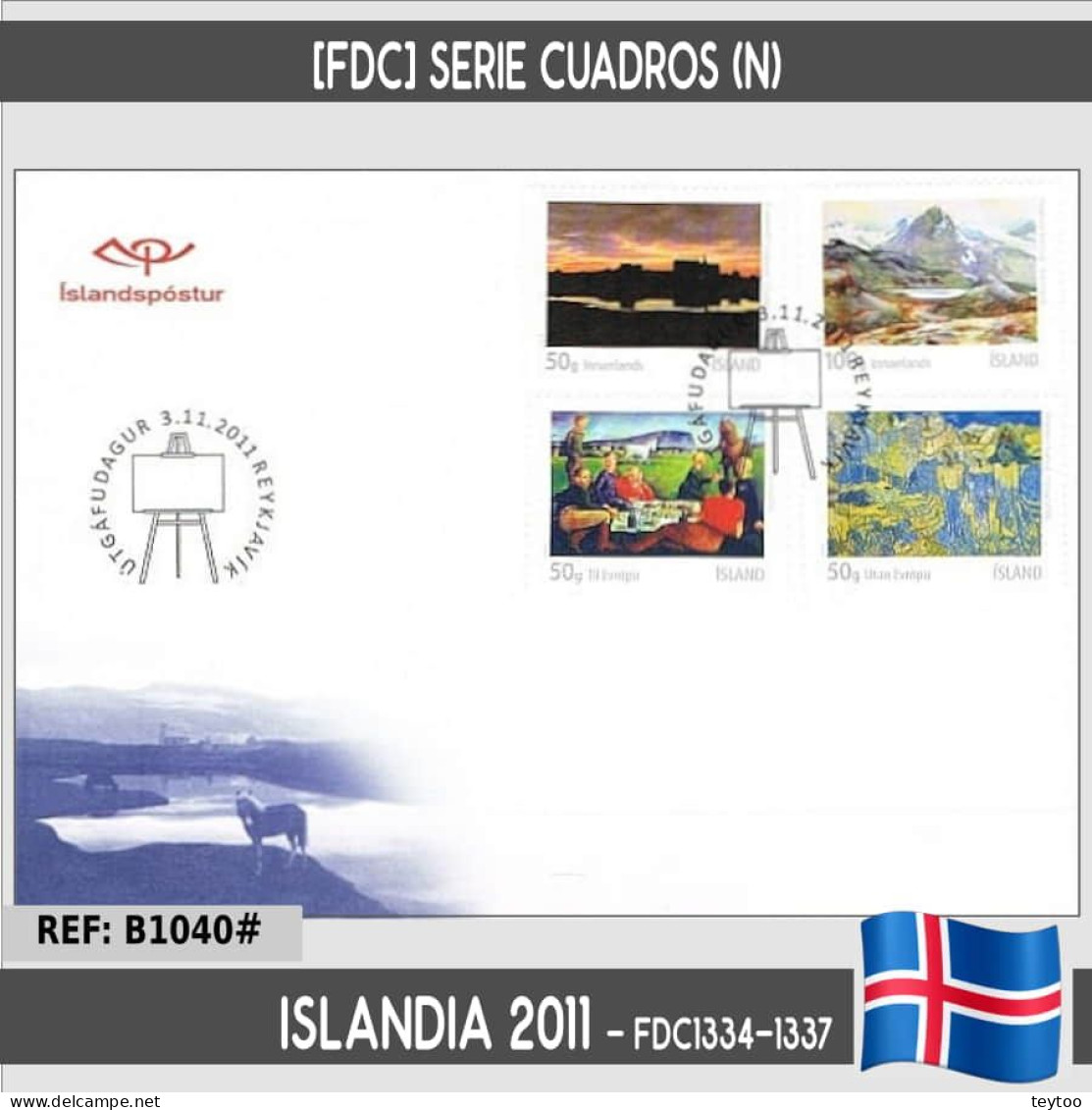 B1040# Islandia 2011 [FDC] Arte Visual Islandés: Paisajes (N) - FDC