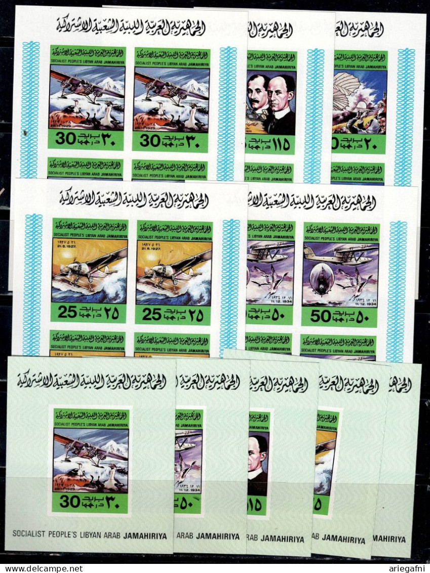 LIBYA 1978 75TH ANNIVERSARY OF THE WRIGHT BROTHERS' FIRST POWERED FLIGHT SET OF 5 MINI SHEET +5 DELUXE BLOCK IMPERF - Libia