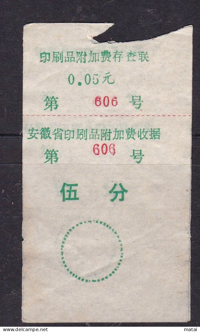 CHINA CHINE  WITH  ANHUI ADDED CHARGE LABEL (ACL)  0.05 YUAN X 2  VARIETY - Other & Unclassified