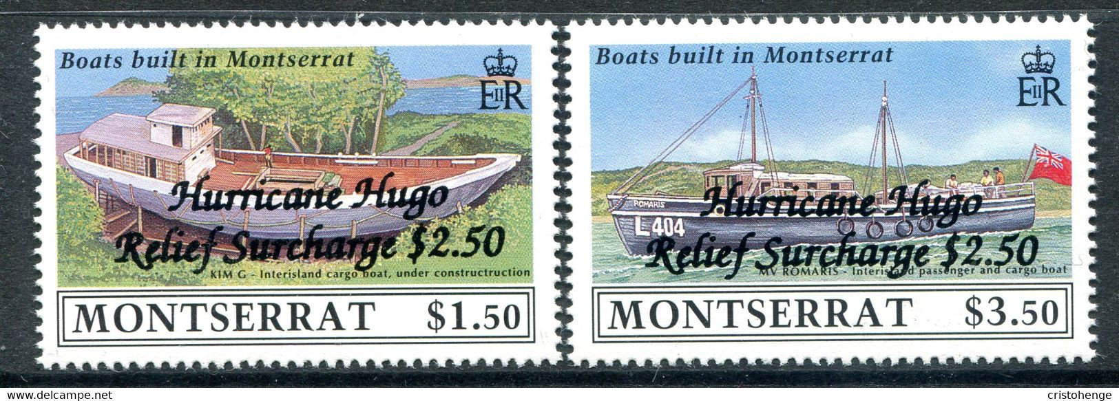 Montserrat 1989 Hurricane Hugo Relief Surcharge Set MNH (SG 802-803) - Montserrat