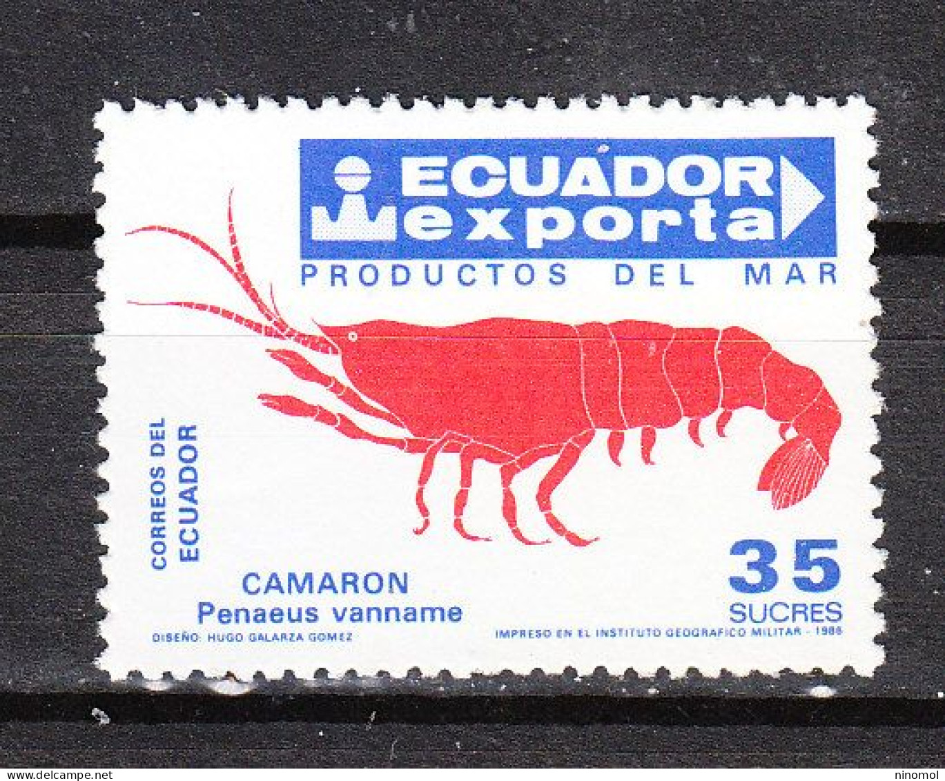 Ecuador -  1986.  Gambero Di Mare. Sea Shrimp. Export . MNH - Crostacei