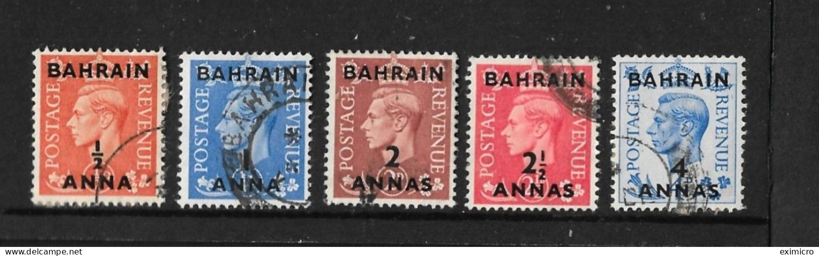 BAHRAIN 1950 - 1955 VALUES TO 4a On 4d SG 71,72,74,75,76 FINE USED Cat £30 - Bahrein (...-1965)