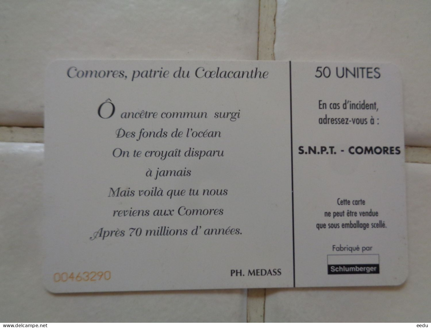 Comoros Phonecard - Comore