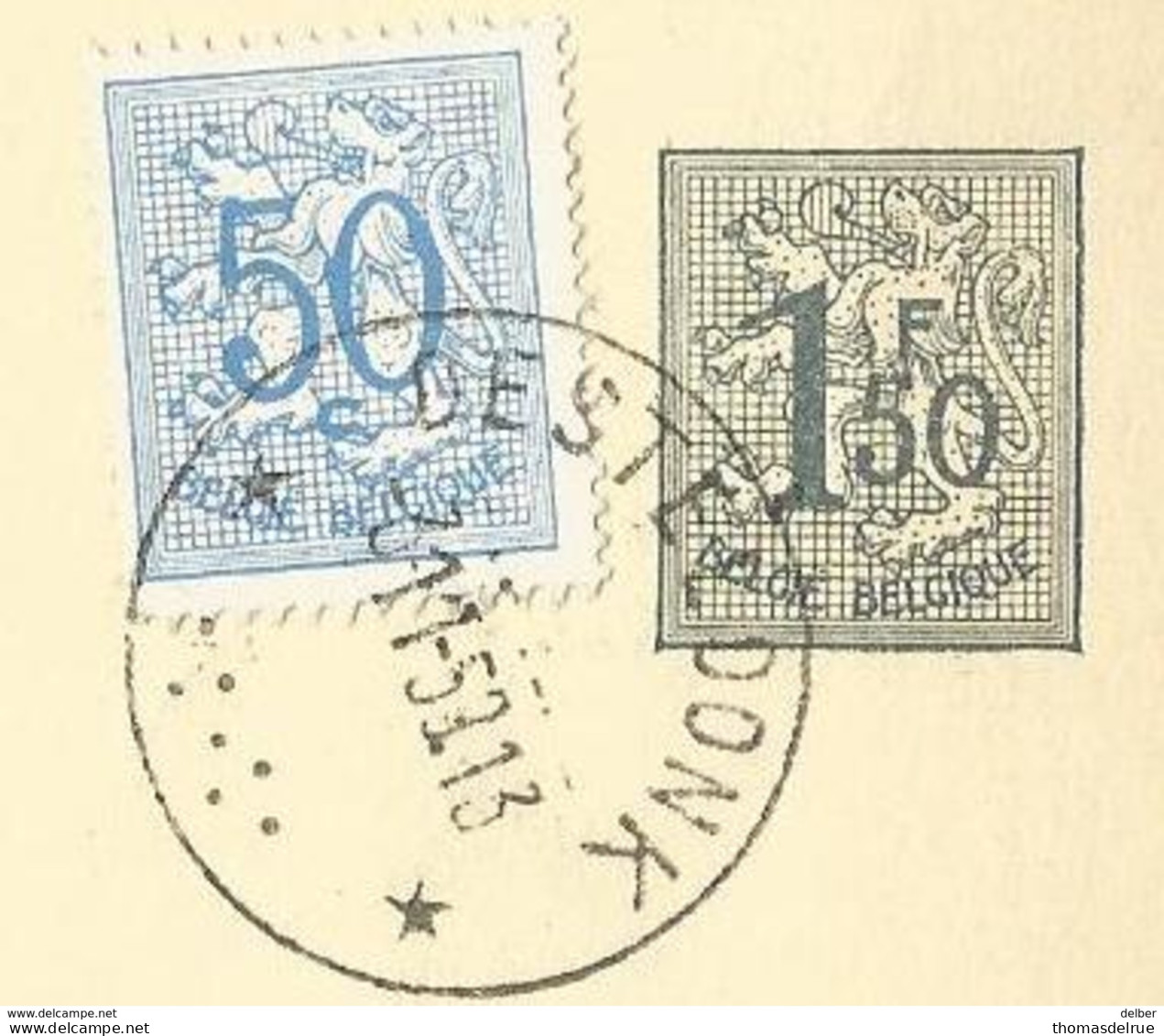 6Rm-703: Publibel 1616 +N°854:  * DESTELDONK  *  1953 : Sterstempel  : Mosterd Tierenteyn - 1951-1975 Lion Héraldique