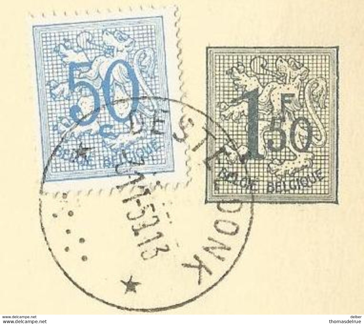 6Rm-703: Publibel 1616 +N°854:  * DESTELDONK  *  1953 : Sterstempel  : Mosterd Tierenteyn - 1951-1975 Heraldic Lion