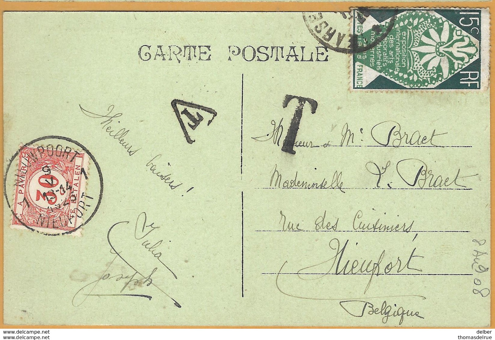 8VL-908: TX35: 1 NIEUWPOORT 1 NIEUPORT :  Getaxeerde  CP Marseille ...1925 - Covers & Documents