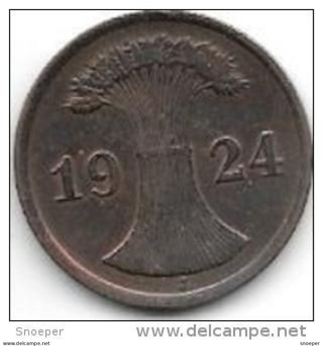 *germany  Weimar 2 Pfennig 1924 J    Km 38  Vf+ - 2 Rentenpfennig & 2 Reichspfennig