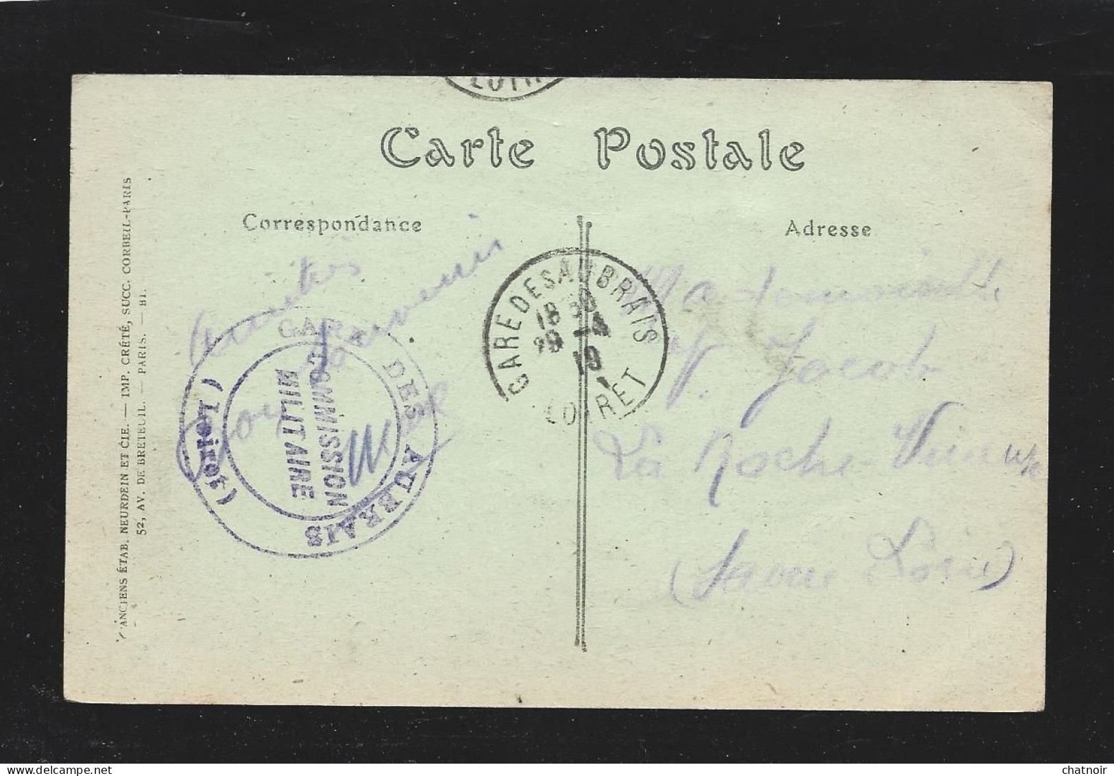 CP ORLEANS  Le Mail    Cachet "gare Des Aubras Commission Militaire Loiret" - 1914-18