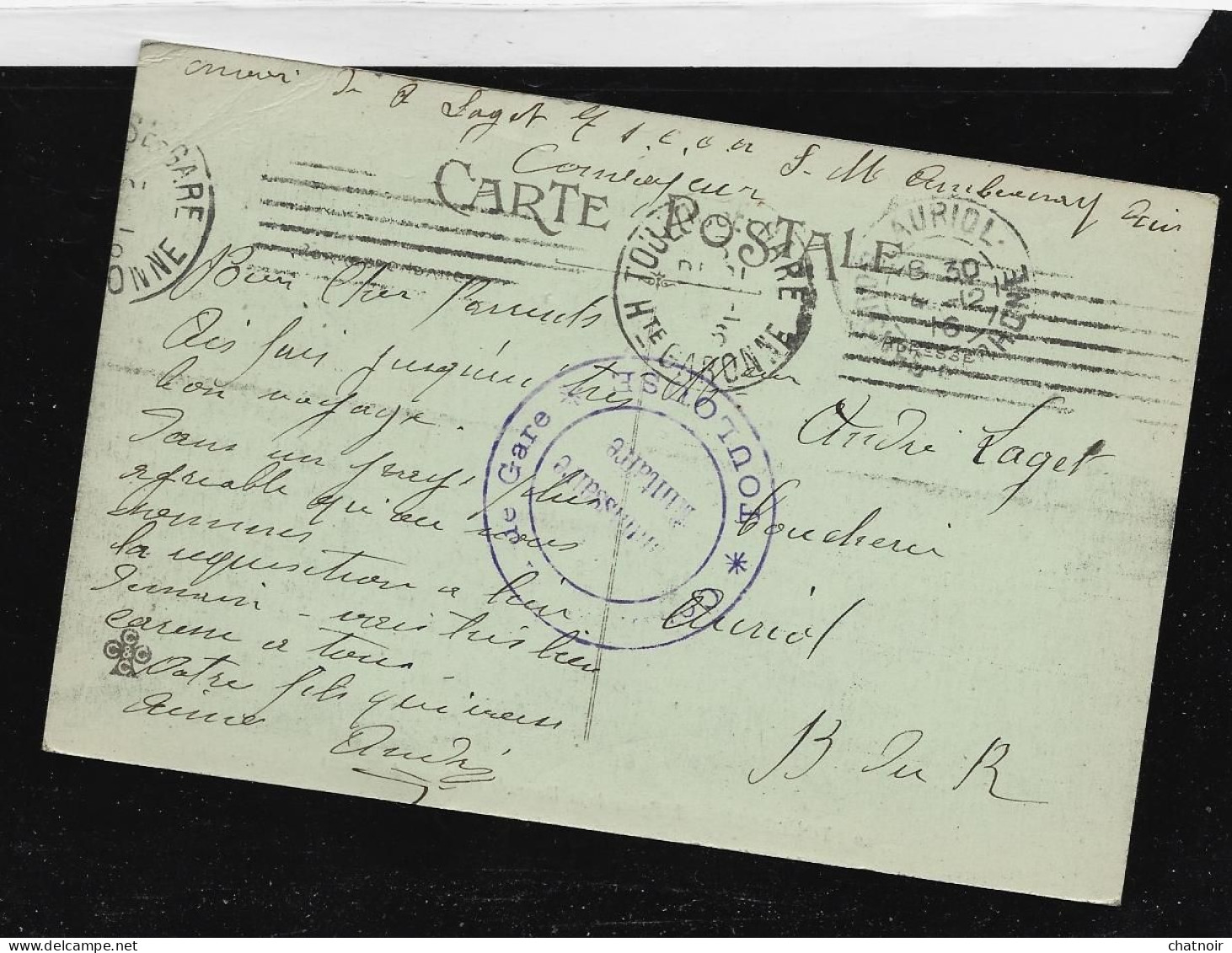 CP TOULOUSE     Cachet " Commissaire Militaire Toulouse   " 1916 - 1914-18