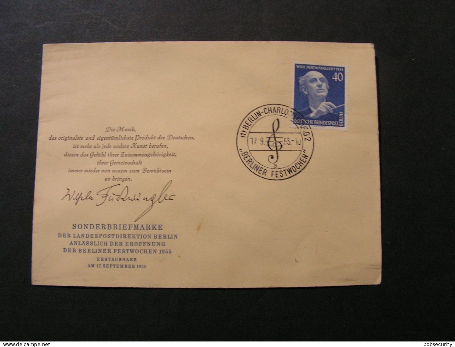 Berlin FDC  Michel 128 Festwochen , Musik  €  25,00 - 1948-1970