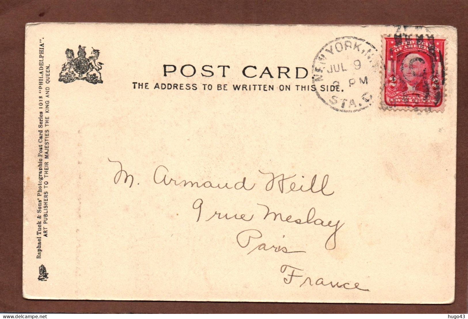 (RECTO / VERSO) PHILADELPHIA - PENNSYLVANIA R. R. DEPOT EN 1907 - BEAU TIMBRE ET CACHET - Philadelphia