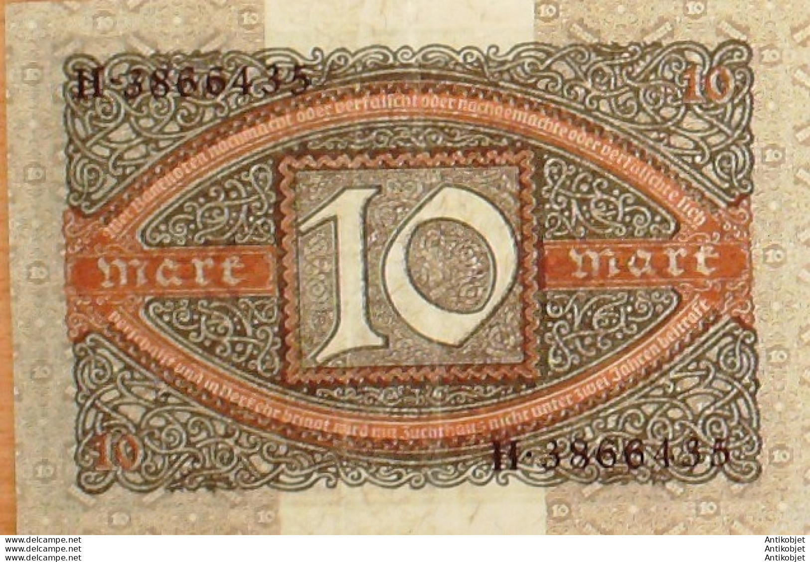 Billet De Banque Allemagne 10 Mark Reichsbanknote 1920 - 10 Mark