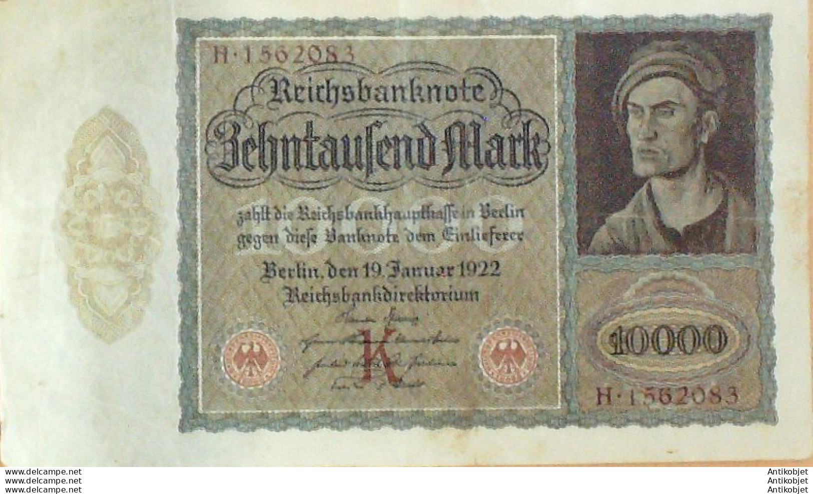 Billet De Banque Allemagne 10000 Mark Reichsbanknote Zehntausend 1922 - 1.000 Mark