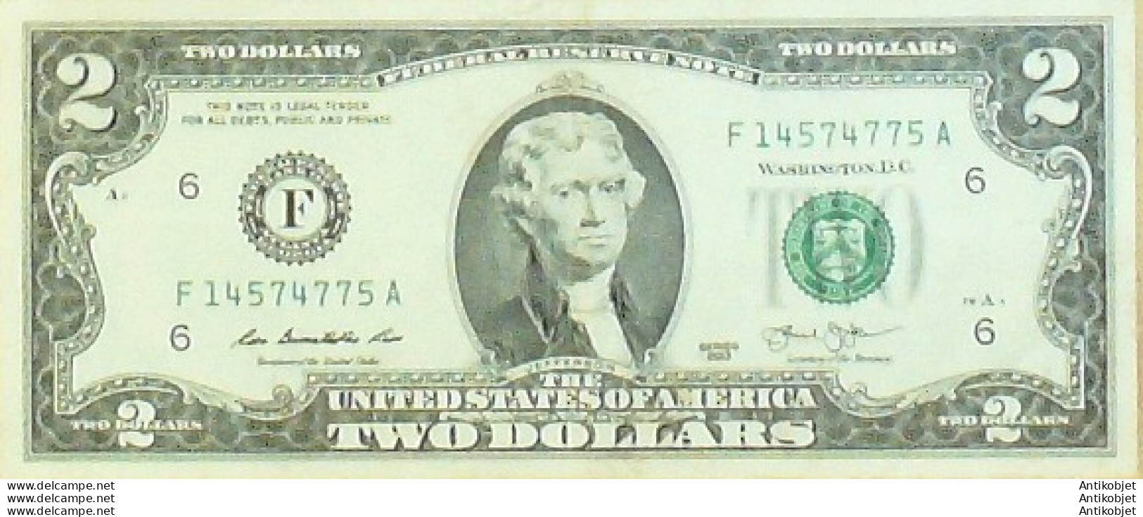 Billet De Banque Etats-Unis 2 Dollars Jefferson 2013 - Verzamelingen