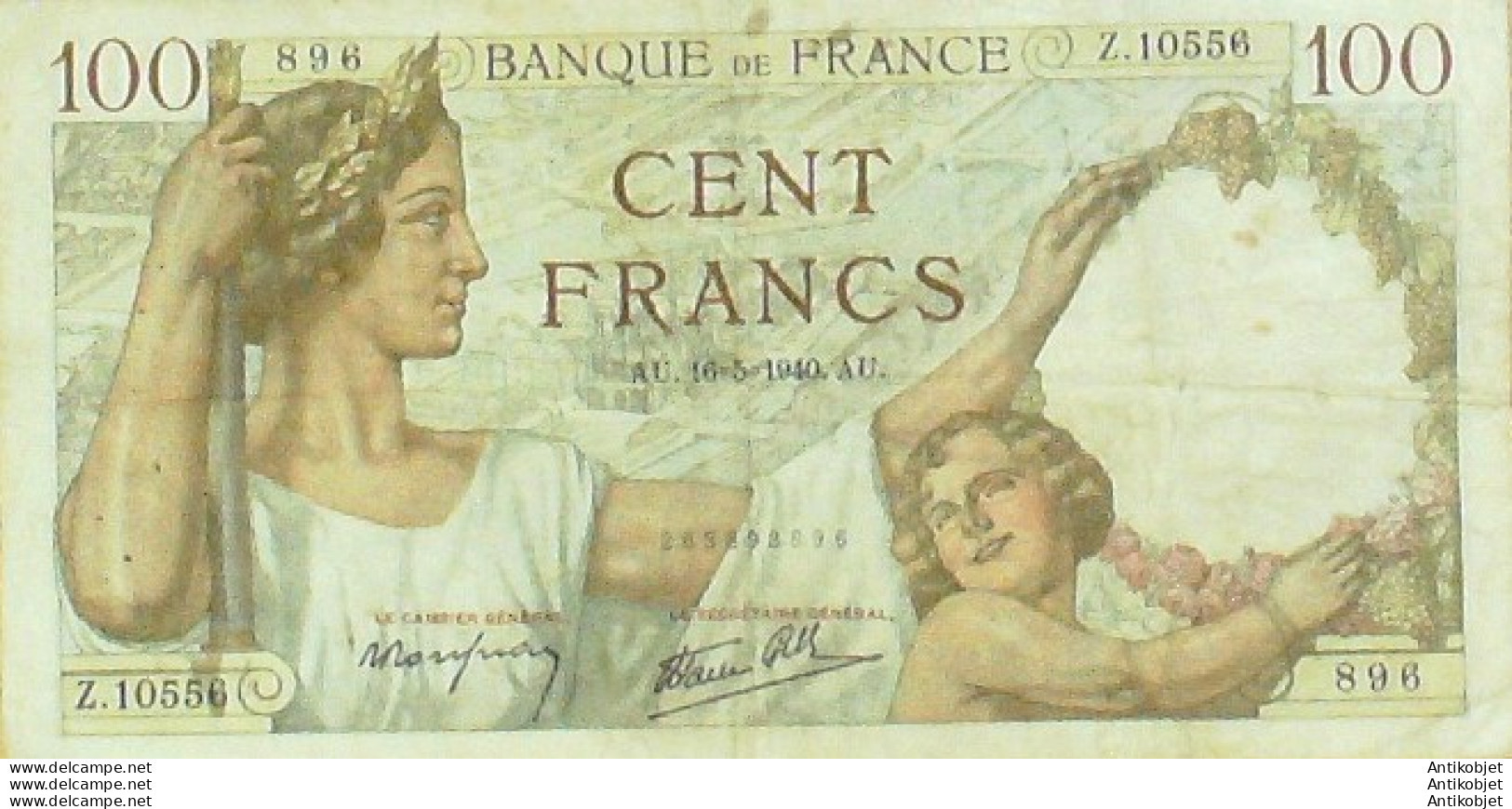 Billet De Banque De France 100 Fr Sully 16-05-1940 P.094 - Bank & Versicherung