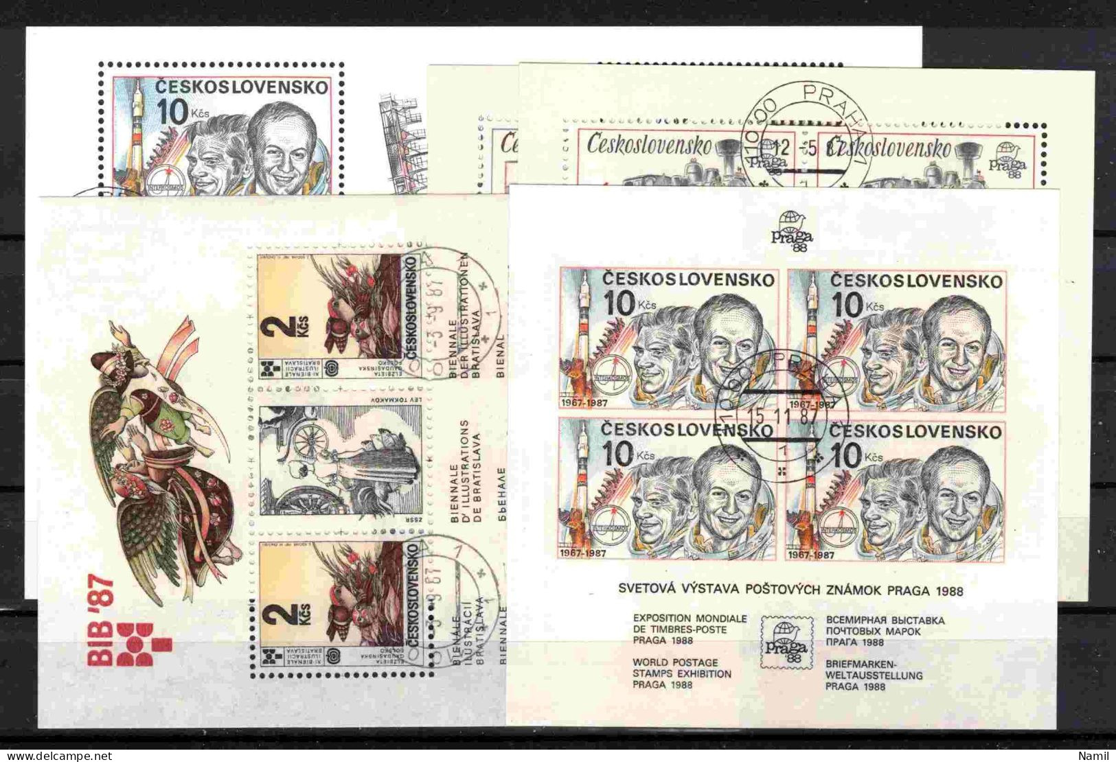 Tchécoslovaquie 1987 Mi 2895-2938+Bl.69-73 (Yv 2707-2749+BF), Obliteré, L'année Complete - Full Years