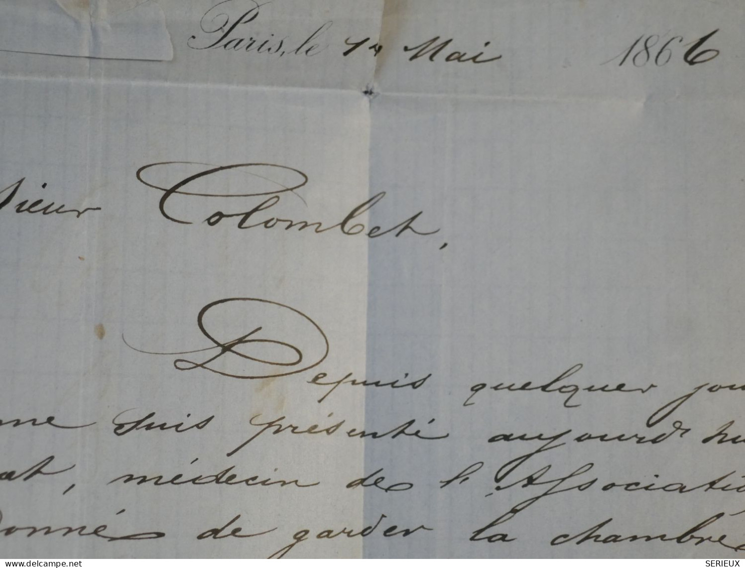 AB0  FRANCE BELLE  LETTRE 1866 ETOILE DE PARIS N°12  POUR  BORDEAUX +NAPOLEON 40C  +++AFF. INTERESSANT++ - 1849-1876: Periodo Clásico