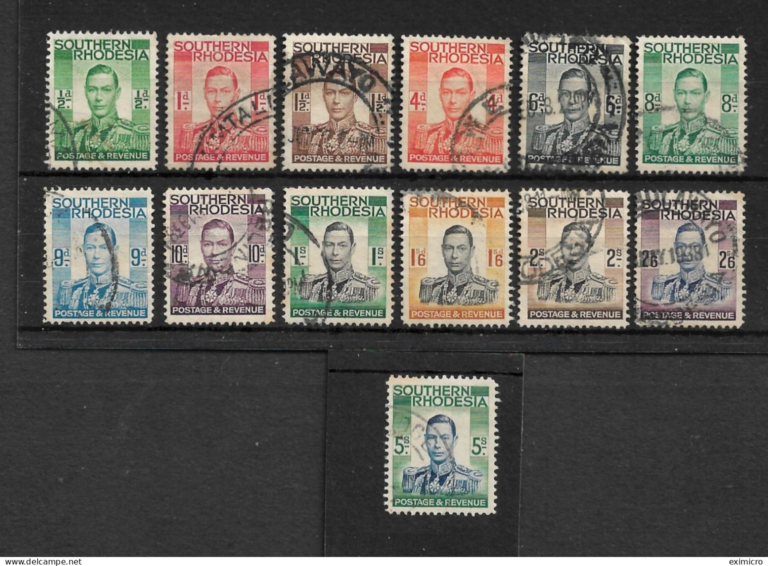 SOUTHERN RHODESIA 1937 SET SG 40/52 FINE USED Cat £26 - Southern Rhodesia (...-1964)
