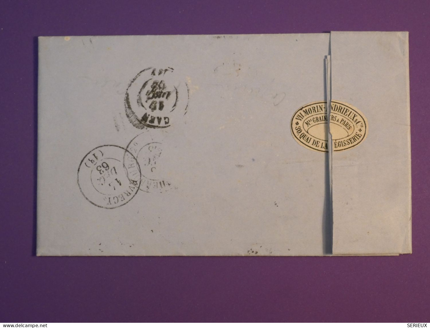 AB0  FRANCE BELLE  LETTRE 1868 ETOILE DE PARIS N°17  POUR REDISTRIB. A CAEN   +NAPOLEON N°22  +++AFF. INTERESSANT++ - 1849-1876: Classic Period