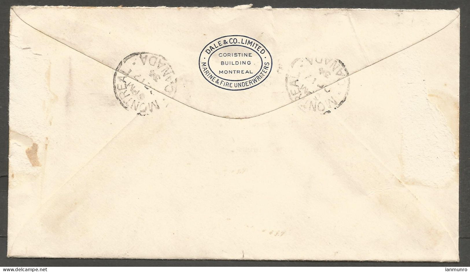 1934 Registered Cover 13c Cartier/Medallion CDS Montreal PQ Quebec To Bury Insurance - Postal History