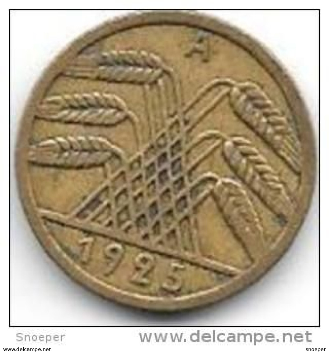 Germany  Weimar 5 Pfennig 1925 A    Km 39  Vf+ - 5 Renten- & 5 Reichspfennig