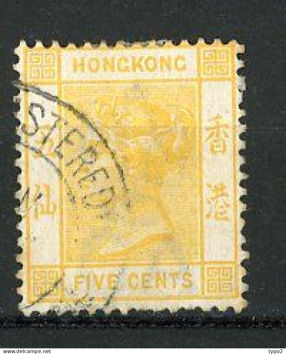 H-K  Yv. N° 38 ; SG N° 58 Fil CA (o)  5c Jaune Victoria  Cote 8,5 Euro BE   2 Scans - Gebruikt