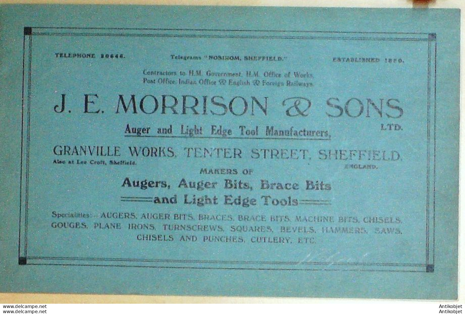 MORRISON & SONS (Outillage Menuiserie) Royaume Uni 1930 - United Kingdom