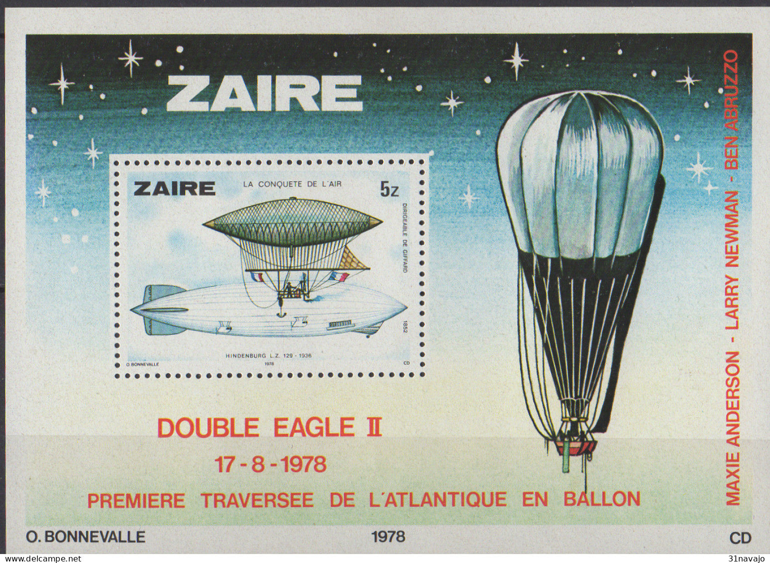 ZAIRE - Histoire De L'aviation Feuillet - Unused Stamps