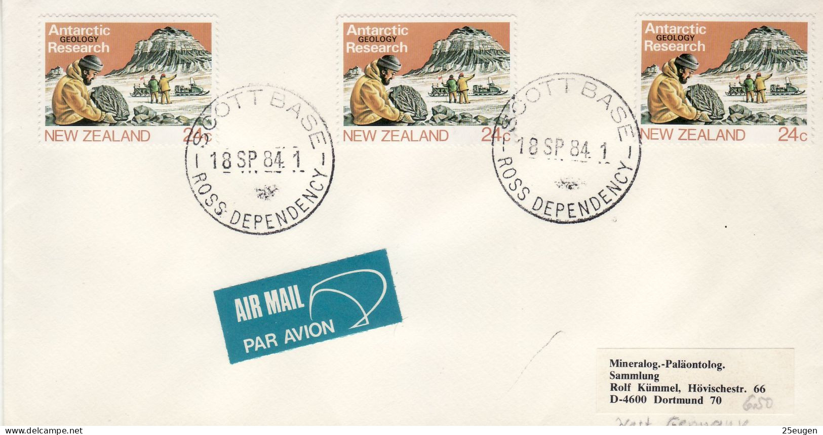 NEW ZEALAND 1984 AIRMAIL LETTER SENT FROM SCOTT BASE TO DORTMUND - Lettres & Documents