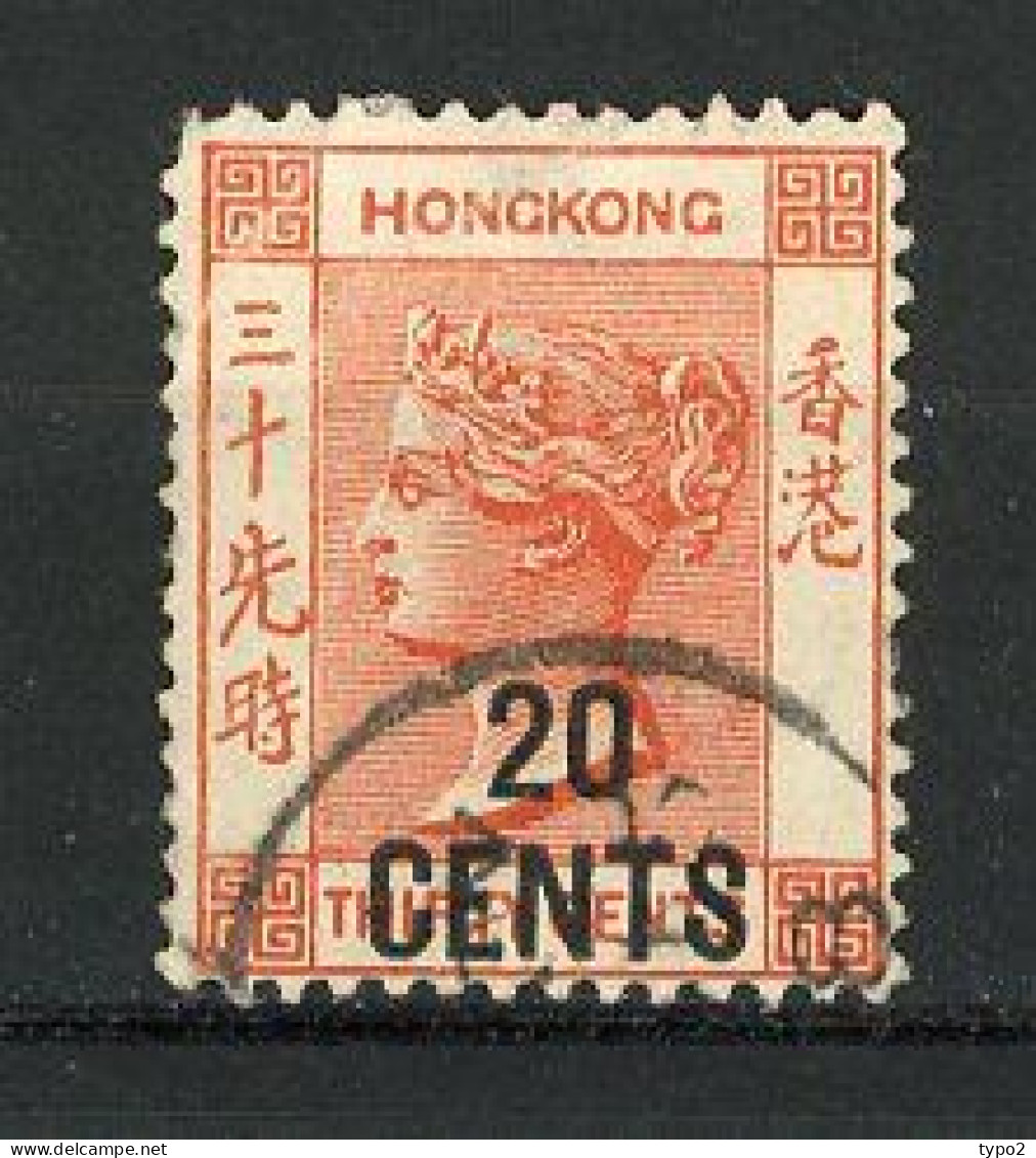 H-K  Yv. N° 48 ; SG N° 40 Fil CA (o) 20c S 30c Rouge-orange Victoria  Cote 7,5 Euro BE R  2 Scans - Used Stamps