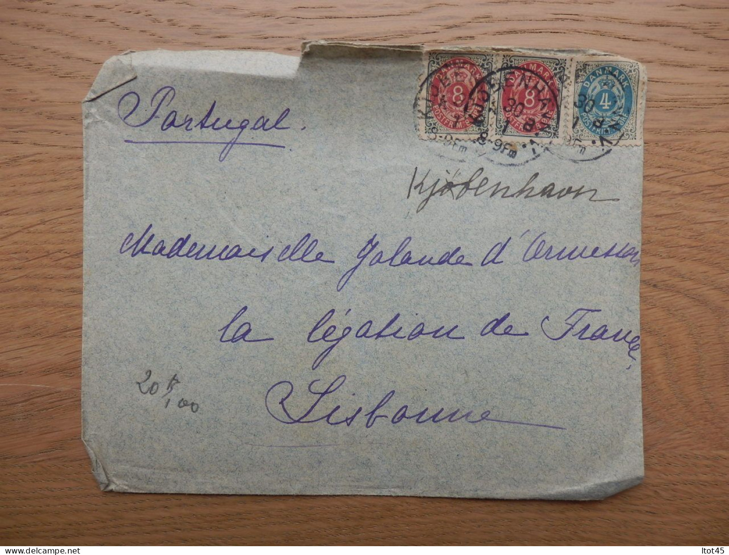 ENVELOPPE DANMARK POSTFRIM 8 ET 4 1897 - Lettres & Documents