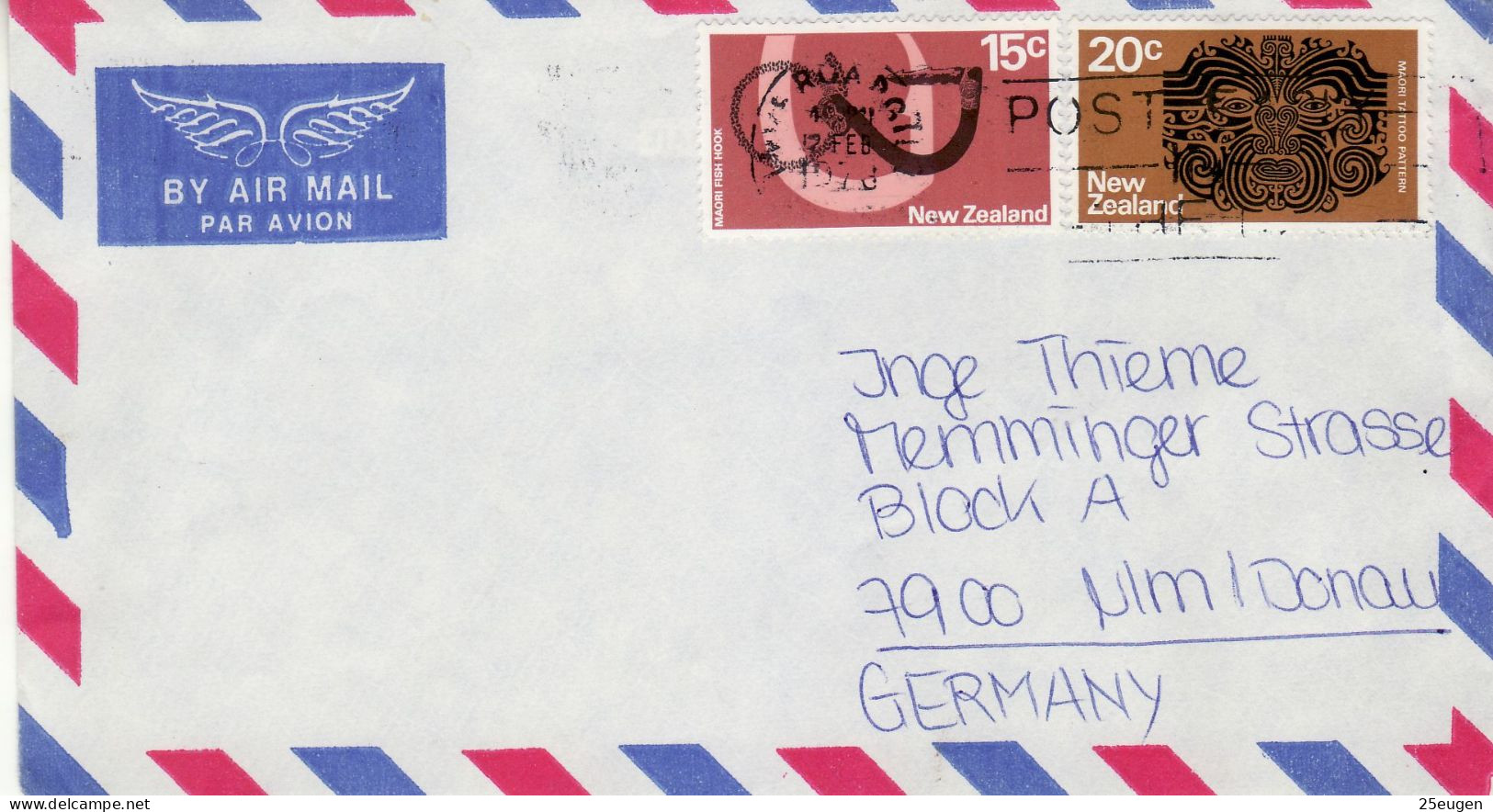 NEW ZEALAND 1976 AIRMAIL LETTER SENT TO ULM - Brieven En Documenten