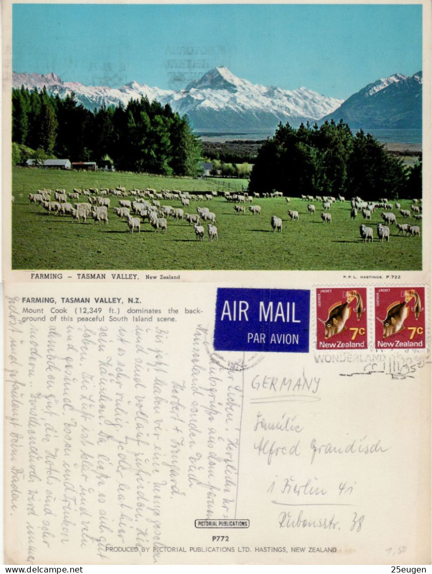 NEW ZEALAND 1971 AIRMAIL POSTCARD SENT TO BERLIN - Cartas & Documentos