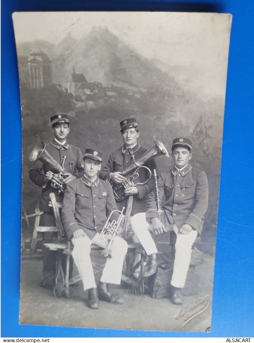 Carte Photo De 4 Musiciens , Photo Montage  , Photographe Merckling Saverne - Saverne