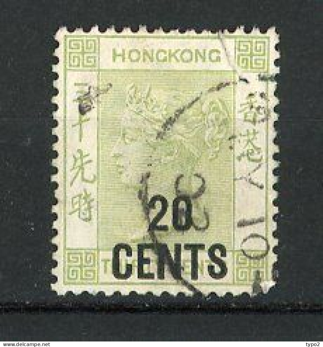 H-K  Yv. N° 54 ; SG N° 48 Fil CA  (o) 20c S 30c Vert-gris  Victoria Marque Chinoise  Cote 8 Euro D  2 Scans - Usati