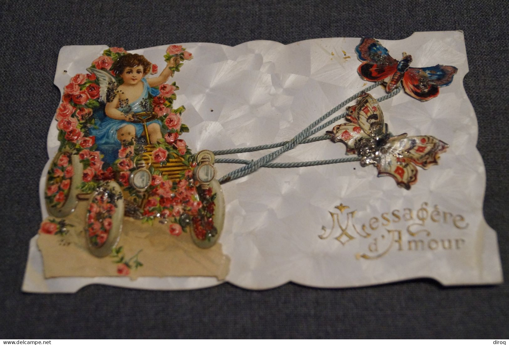 RARE Très Belle Ancienne Carte Avec Découpis ,1900 ,messagerie D'amour - Cartoline Con Meccanismi