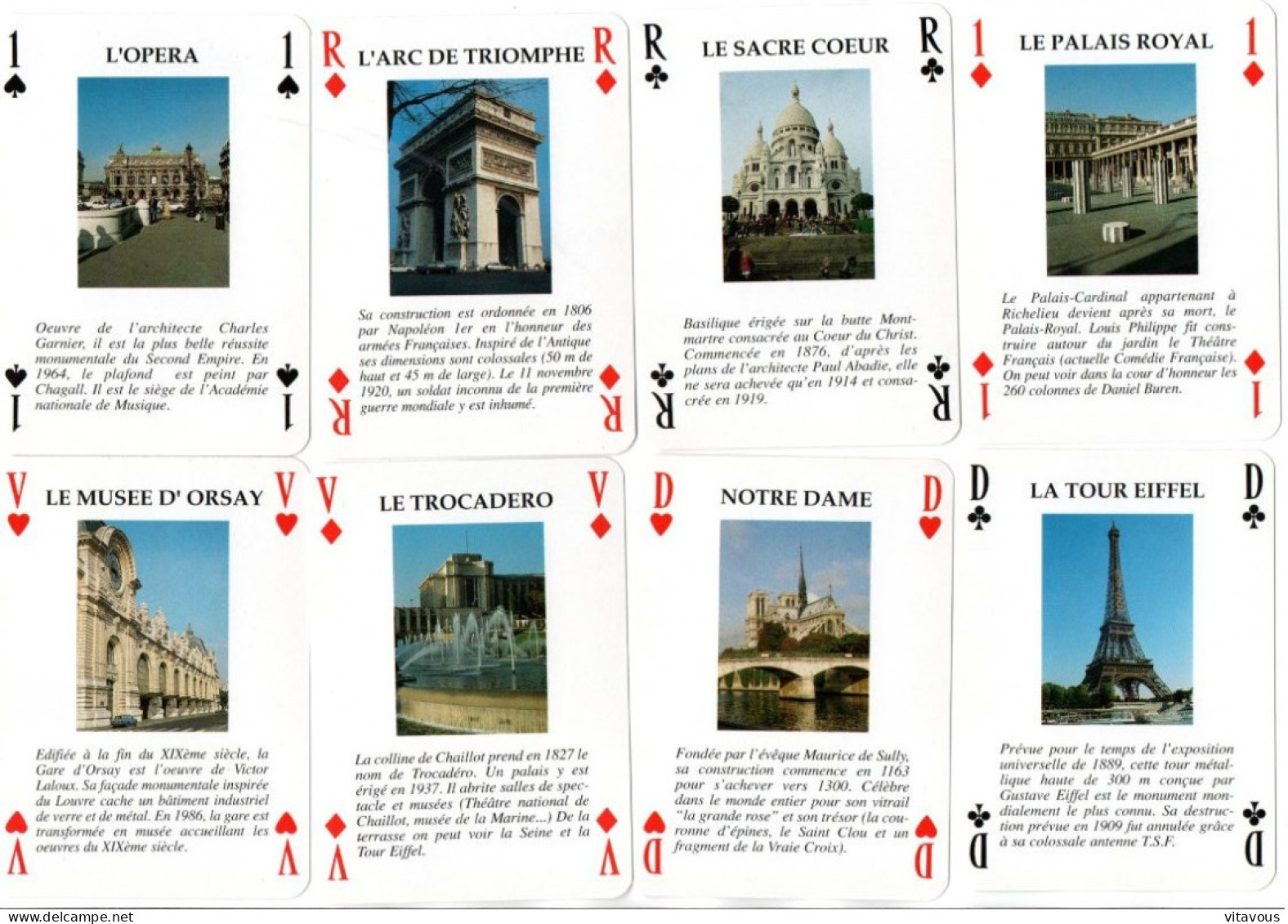 Jeu De 54 Cartes Monuments De PARIS Playing Cards - 54 Karten