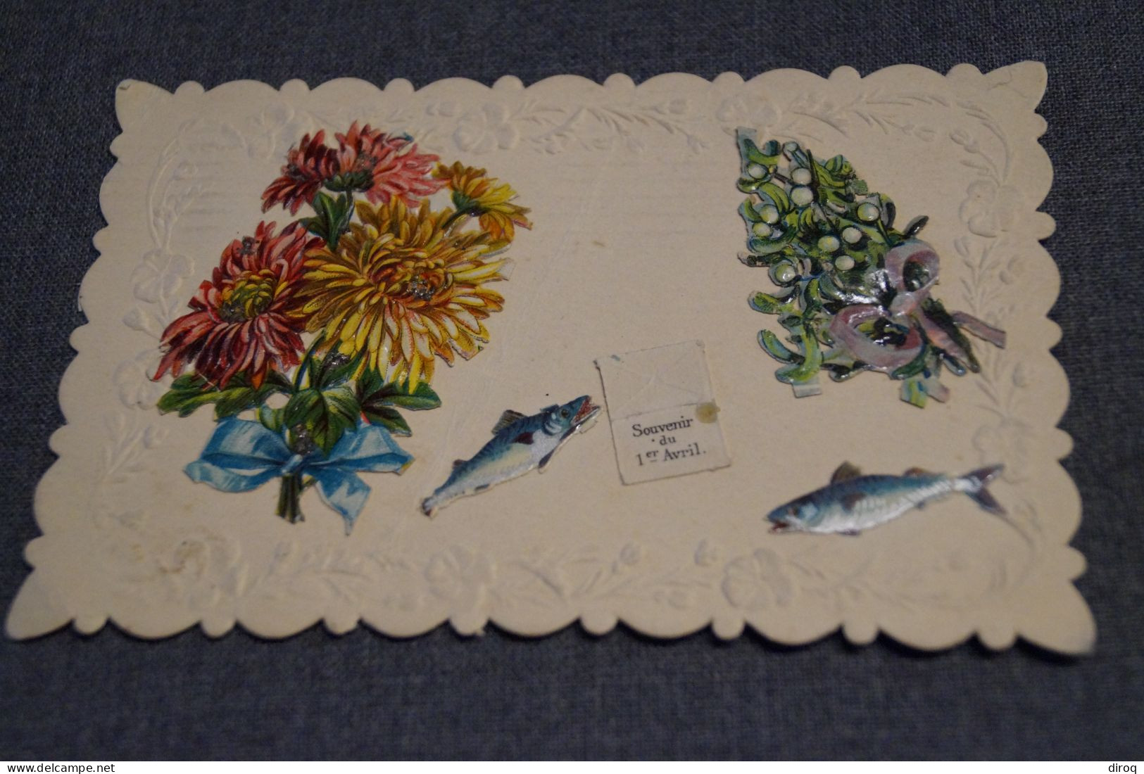 RARE Très Belle Ancienne Carte Spécial 1er Avril,poisson Avec Découpis - 1 April (aprilvis)