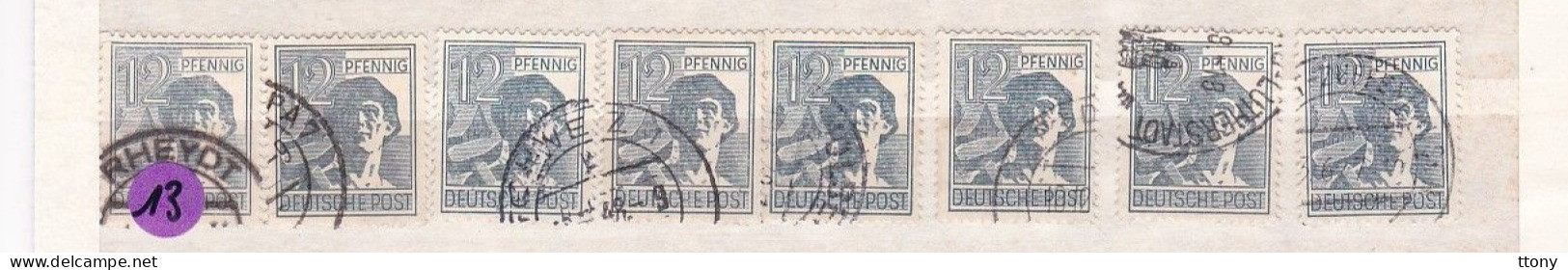 Un Lot De 8  Timbres Oblitéré  12 Pfennig  Deutsche Post   N° 36    Allemagne   Occupation Alliée   Zone Interalliée AAS - Gebraucht