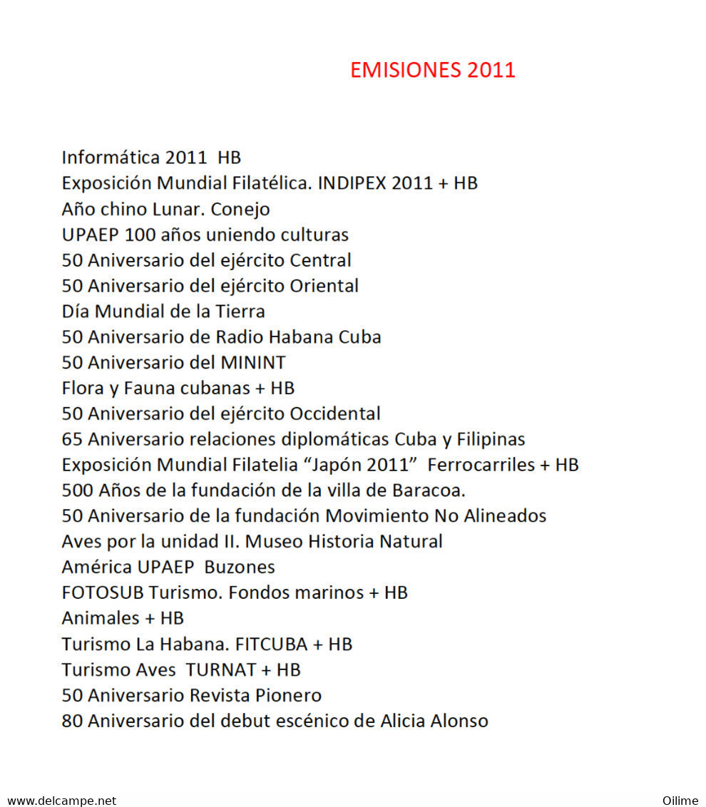 CUBA. EMISIONES 2011 MNH - Komplette Jahrgänge