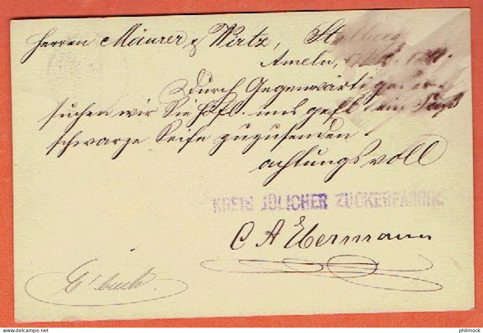 1 - Hman - Allemagne Entier Postal N°688 -Titz - Ameln-Julich 1888 - Vers Stolberg - Jülich