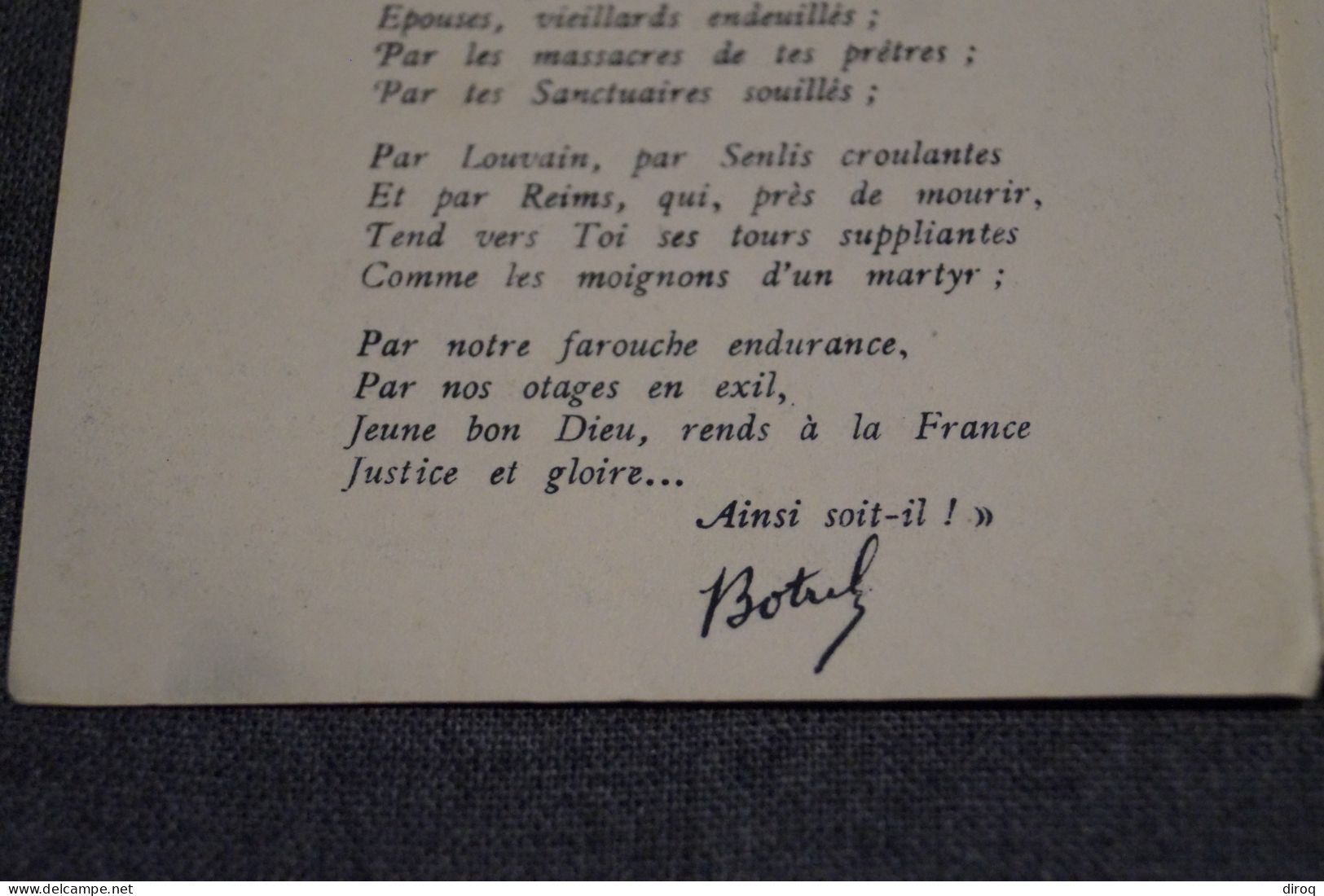 RARE Très Belle Ancienne Double Carte 1915,signé Botrel Th.prière Au Jeune Bon Dieu - Other & Unclassified