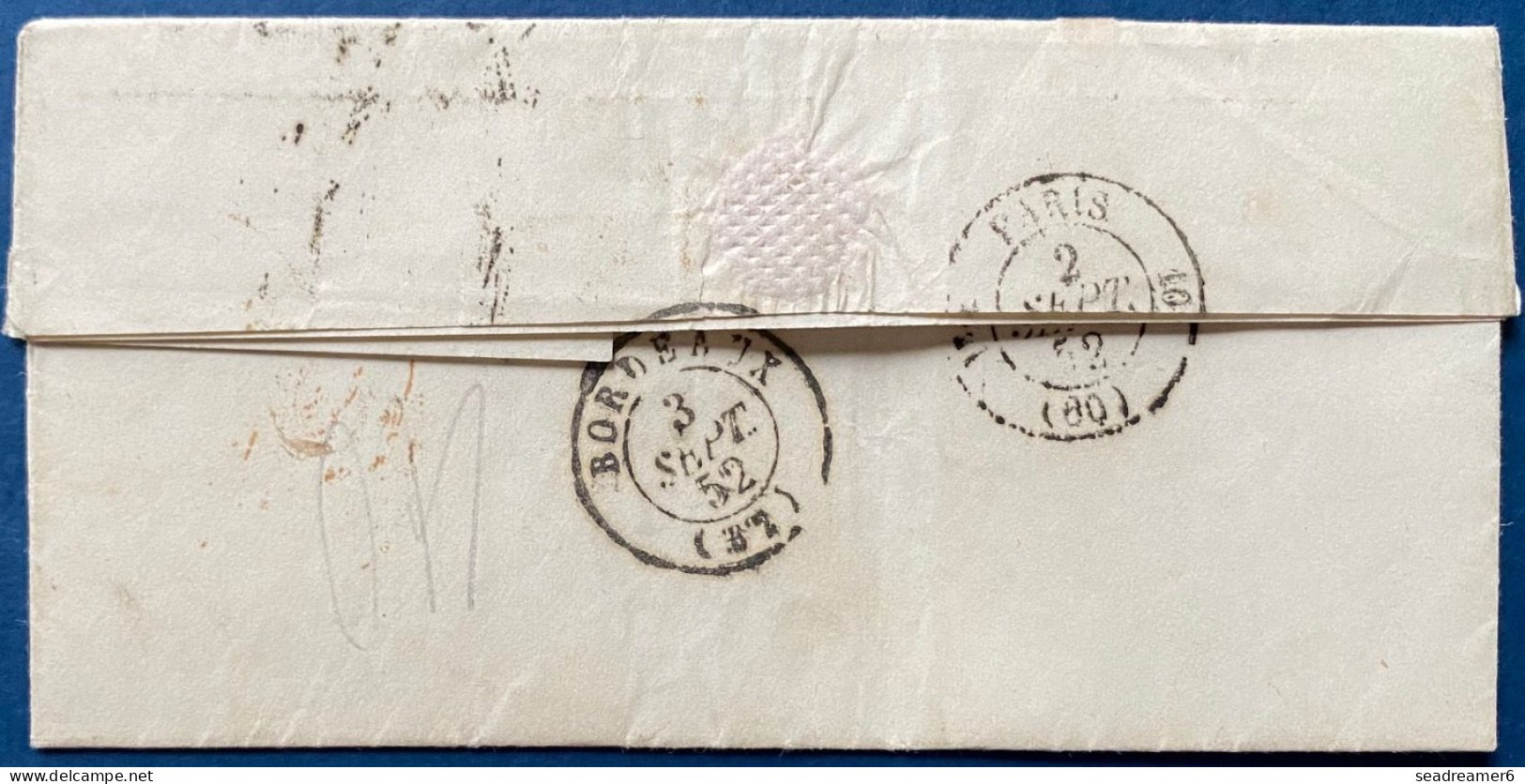 LETTRE 1851 Càd T18 De " FRASNES " (Ht N°1 Indice 18) + Càd Entrée N°589 " BELG. / 5 LILLE 5 " + Taxe 4 Pour BORDEAUX R - Doorgangstempels