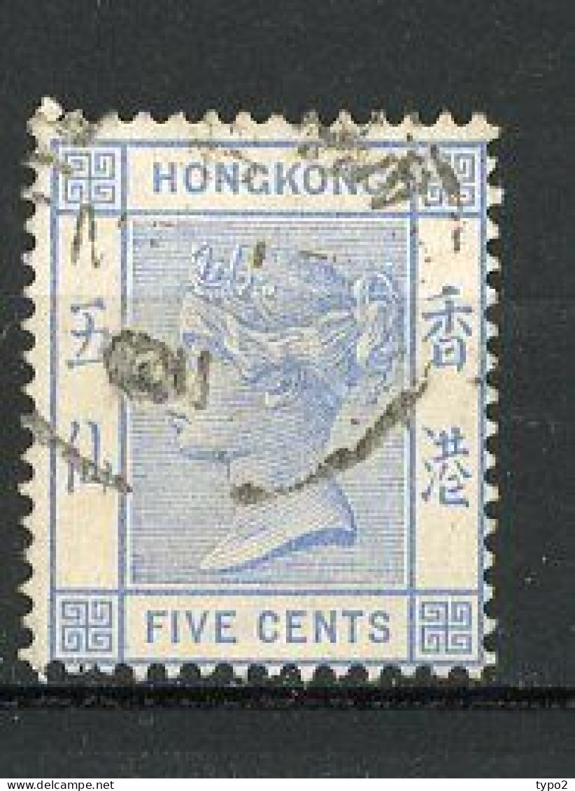 H-K  Yv. N° 37 ; SG N° 35 Fil CA  (o) 5c Bleu Victoria Cote 1,5 Euro BE  2 Scans - Used Stamps