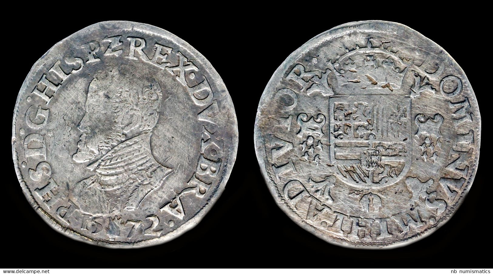 Southern Netherlands Brabant Filips II 1/2 Filipsdaalder 1572 - 1556-1713 Spanish Netherlands