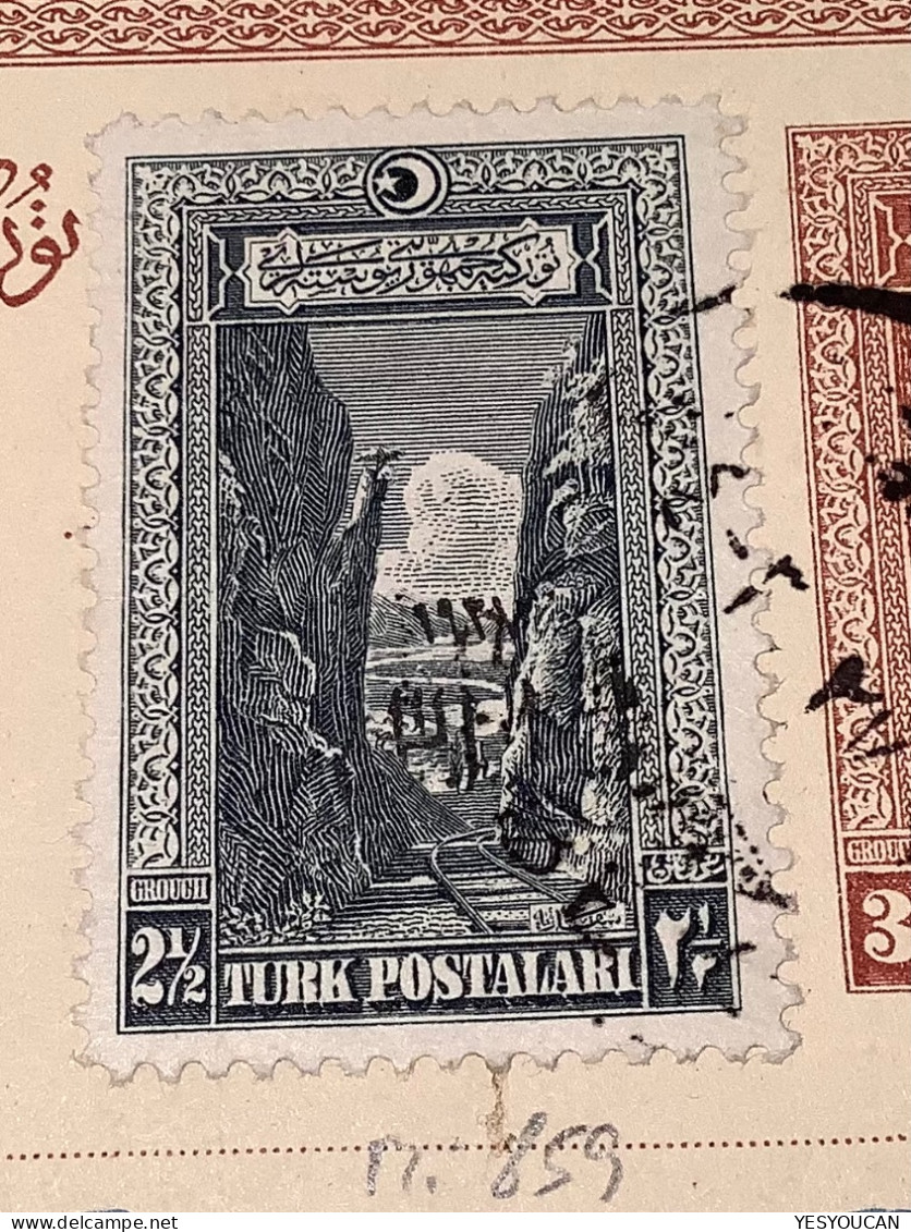 SMYRNA FIRST EXHIBITION 1927 OVPT (Mi.858-859) RARE USAGE On Turkey Postal Stationery>Denmark (cover - Cartas & Documentos
